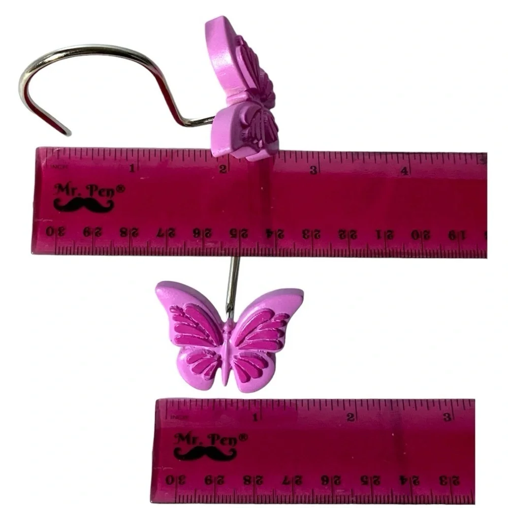Matt & Maddie Butterfly Shower Hooks Kids Winnie Collection Barbie Pink 12 Piece